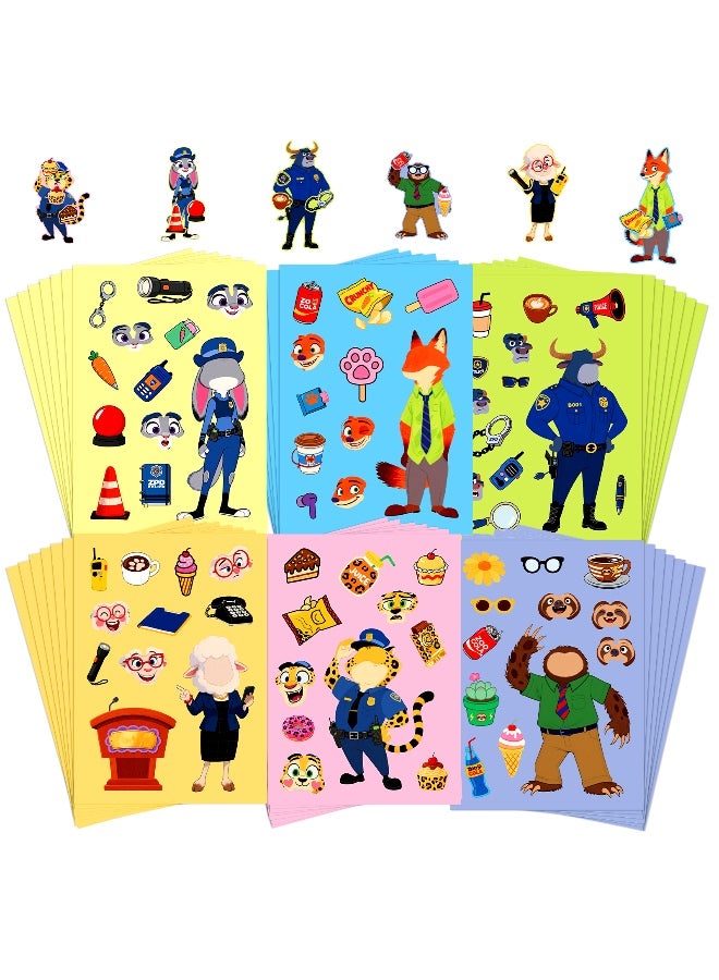 6 PCS Cool Zootopia Stickers Pack, Mixed & Matched with 6 Designed Characters, Make Your Own Stickers for Teens Party Decoration, Reward, Decor, Gift Idea - Image 1